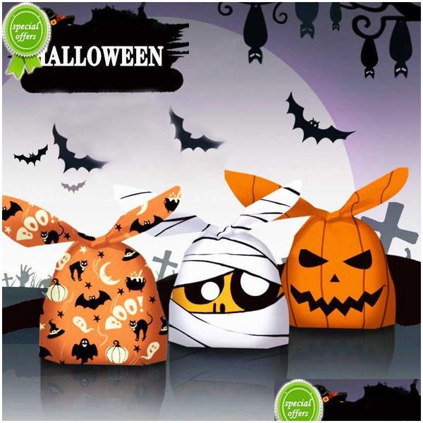 Papel de embalagem por atacado novo happy halloween doce bolsa de presente de coelho bolsa de orelha de coelho biscoitos lanches bolsas de embalagem de festas decorati dhkwf