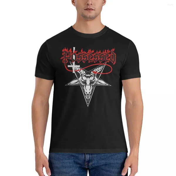 Herren T-Shirts Männer T-Shirt Satan Vintage Baumwoll-T-Shirts Kurzarm besessen rundes Kragen Kleidung Geburtstagsgeschenk