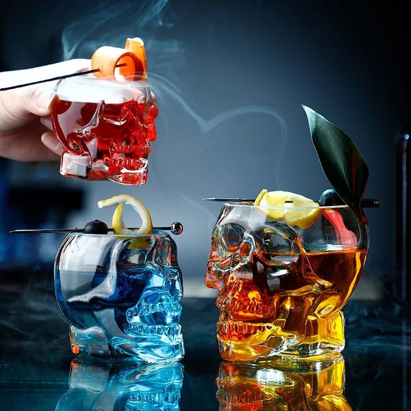 Creative Home Glass Cocktail Glass Skull Cup Whisky Personalidade Halloween Commercial Wine Glass Bar 240428