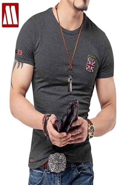 Вышитые флаг T Roomts Мужчины дизайнерские одежды винтажная военная o Neck Tshirts Slim Fit Tops Fitness Fashion British Tee Frush 2104891766