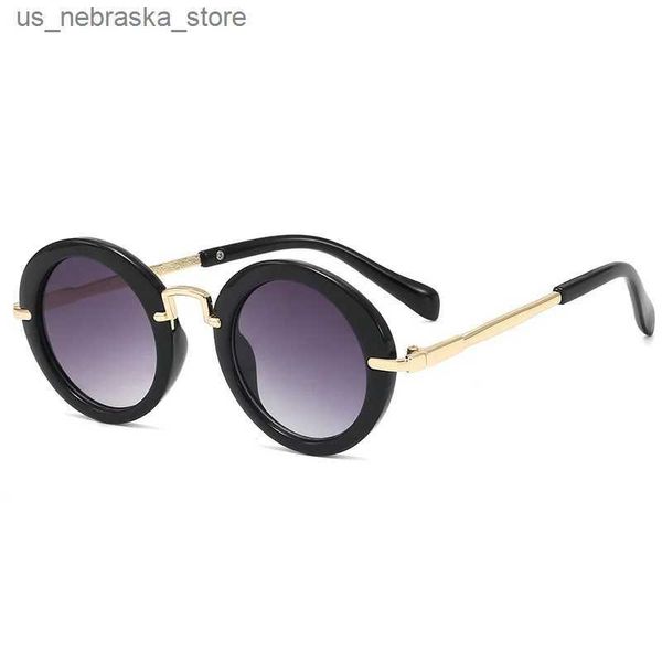 Óculos de sol Novos Round Childrens Sunglasses Girls and Boys Luxury Brand Designer Pink Frame Baby Moda