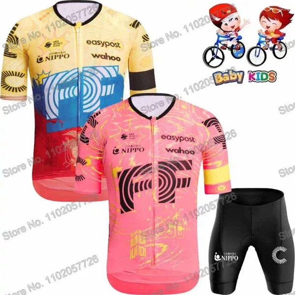 Racing Define Kids Nippo Team 2024 Jersey de ciclismo Conjunto de roupas de bicicleta de bicicleta de vestuário para garotas de verão MTB Girls Bicycle Shorts Sportswear