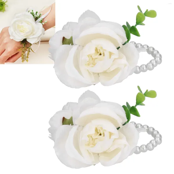 Dekorative Blumen 2pcs Handgelenk Corsage Brautjungfer Schwestern Handarmbänder Künstliche Braut für Hochzeit Tanzparty Dekor Braut Profi