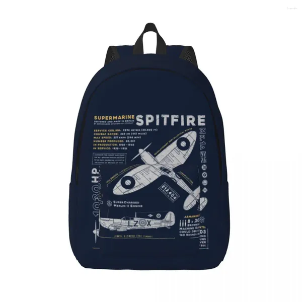 Zaino Supermarine Spitfire Laptop Men Women Basic Book Bag per College School Fighter pilota Aereo Aereo Aereo Borse