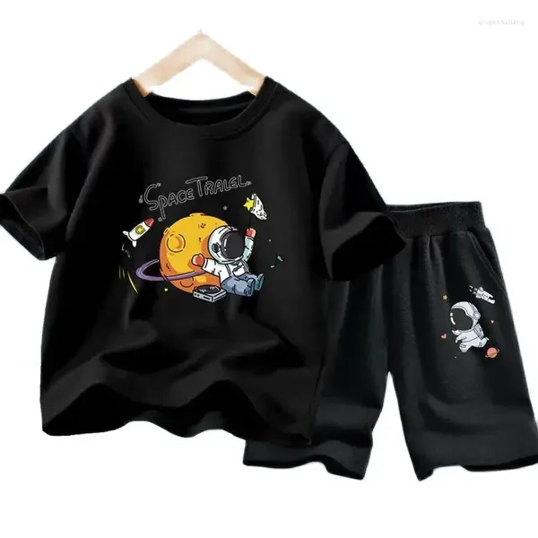 Roupas conjuntos de meninos adolescentes terno de verão infantil de manga curta shorts de camiseta 2pcs pacote fofos de roupas infantis