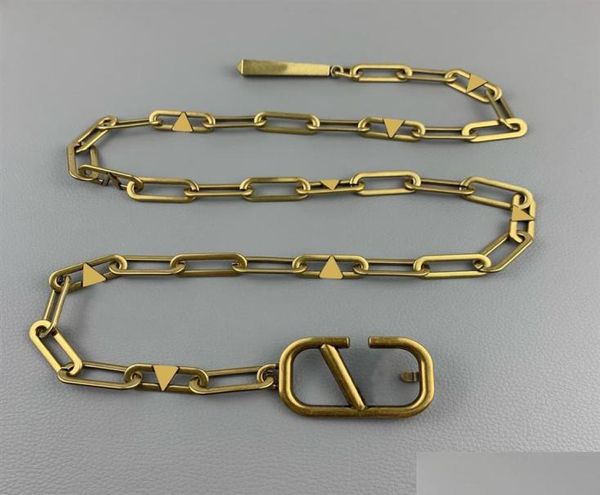 Belts Designers Designer Chains Fashion Luxury Designer Link Belt for Women Letter V Buckle Waist Chain Vintage Gold Welband Bronz6871494