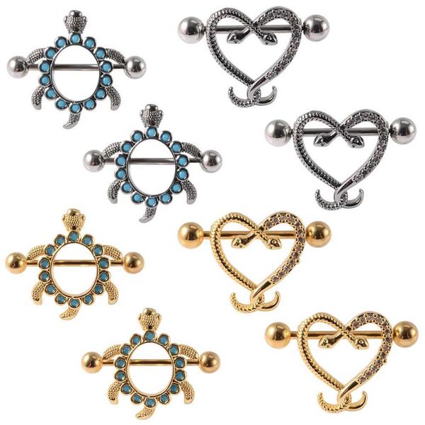 Anelli di capezzolo 2pcs 361L Servizio chirurgico Serpente Serpente Spazio Nipple Anello Nipple Anello Nipple Shield Piercing Gioielli per piercing Gioielli 14G Y240510