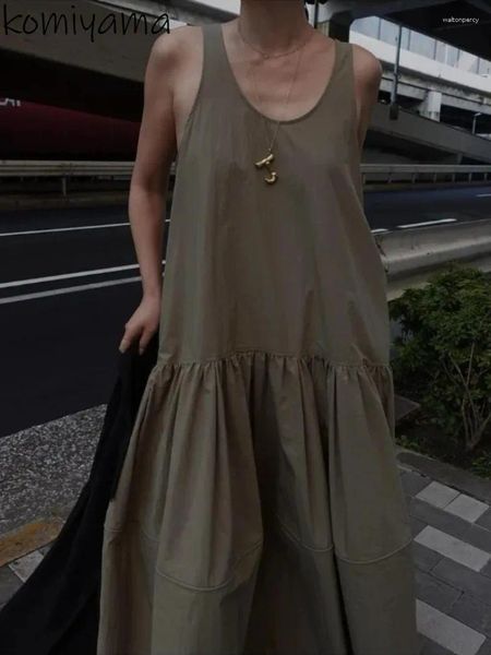 Vestidos casuais verão 2024 vestido japão japão preguiçosos vestidos mulheres redondo pescoço mangas vestido grande swing solto ropa mujer