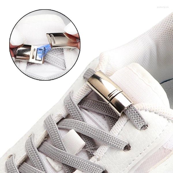 Ayakkabı Parçaları 1 Çifti Tie Shoelaces Manyetik Kilit Çocuklar ve Yetişkin Spor Ayakkabıları SHOELACE Düz Kauçuk Bantlar Ayakkabı Yapmalar