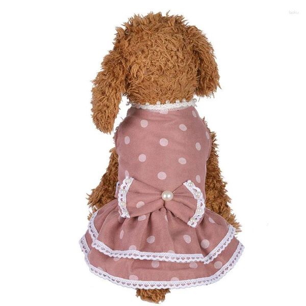 Abbigliamento per cani Pet Fashion Fashion Winter/Autumn Autunno Cotton Dot Abiti bordo in pizzo Bowknot per cagnolini DC7106