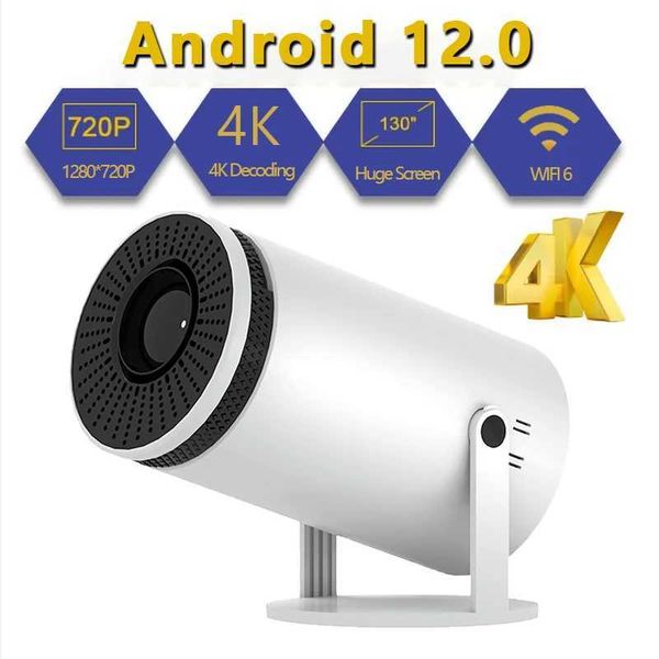 Projetores Wireless 4K WIFI6 Projector Android 12.0 150 ANSI 1280 * 720P Home Theater Projector portátil J240509