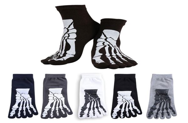 NEU Whole5 Farben Punk Rock Men039s 3D -Druck Terror Skelett Zehen Socken Hip Hop Scary Skull Fünf Finger Odd Sox Knochen männlich S2975848