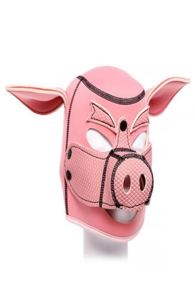 Massage SM Slave Piggy Kopfbedeckung von BDSM Bondage Pig Play Pink Motorhaube mit offenem Mund für Fetisch Slave Cosplay Erwachsener Spiel Flirt S4939450