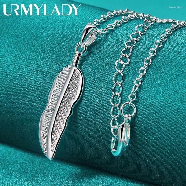 PENDANTI URMYLADY 925 Sterling Silver Feather da 16-30 pollici Collana a sospensione per donne Fashi