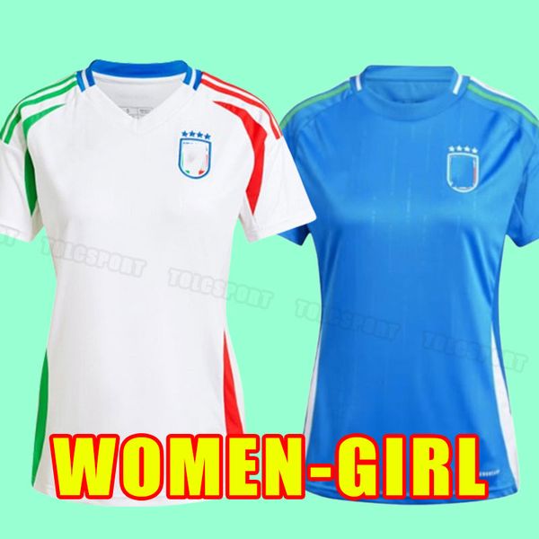 Mädchen Frauen 2023 Italien Fußballtrikots Maglie Da Calcio TOTTI VERRATTI CHIESA Italia 23 24 Fußballtrikots T LORENZO Heim Auswärts 2024