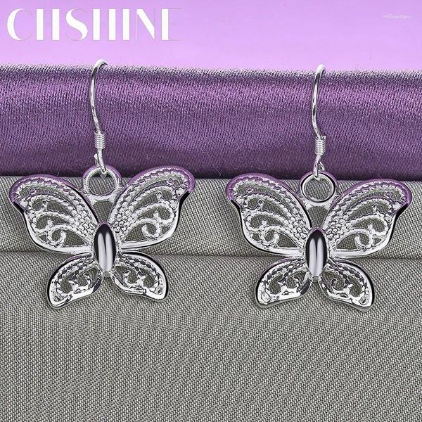 Brincos Dangle Chush 925 Sterling Silver Butterfly for Women Wedding Party Fashion Charm Jewelry