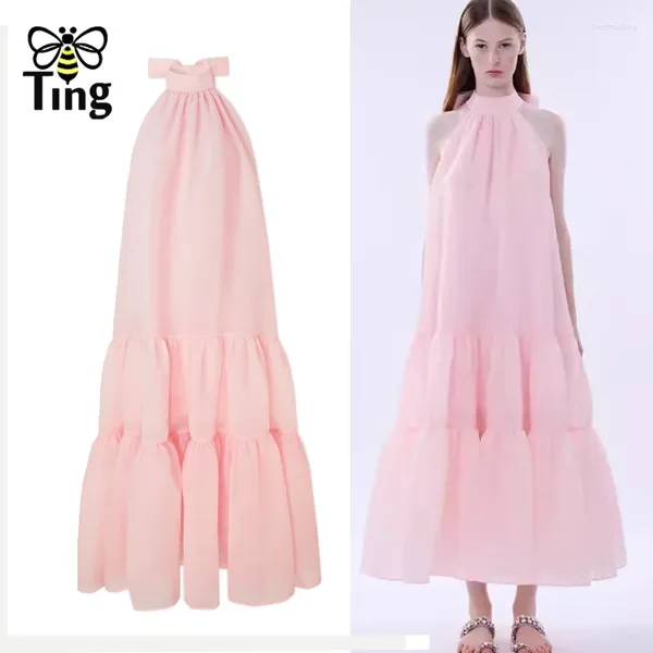 Lässige Kleider Tingfly Frauen Sommer modische farbige schicke Bowknot Dekor Eine Linie Midi Long Dress Bohemian Sundared Streetwear Streetwear