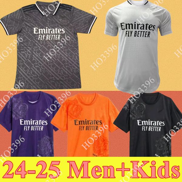 24 25 Maglie di calcio Bellingham Real Madrids 2024 Vini Jr Mbappe Camiavra Rodrygo Rudiger Modric Kroos Tchouameni Valverde Men Kids Shirt Uniforms Fan Player Player