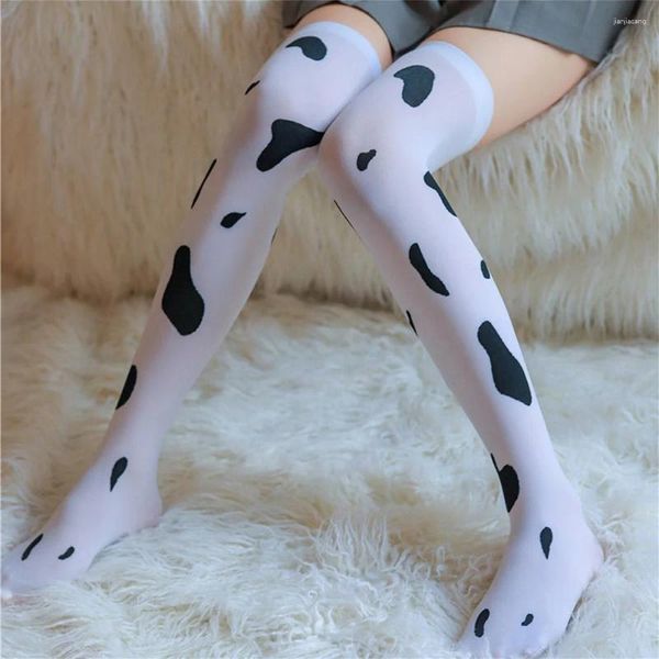 Frauen Socken Frauen Cosplay -Strümpfe Kawaii Kuhflecken gedruckt Oberschenkel über Knie hoher Strumpf süße schöne Milch Strumpfhosen sexy Medien de mujer