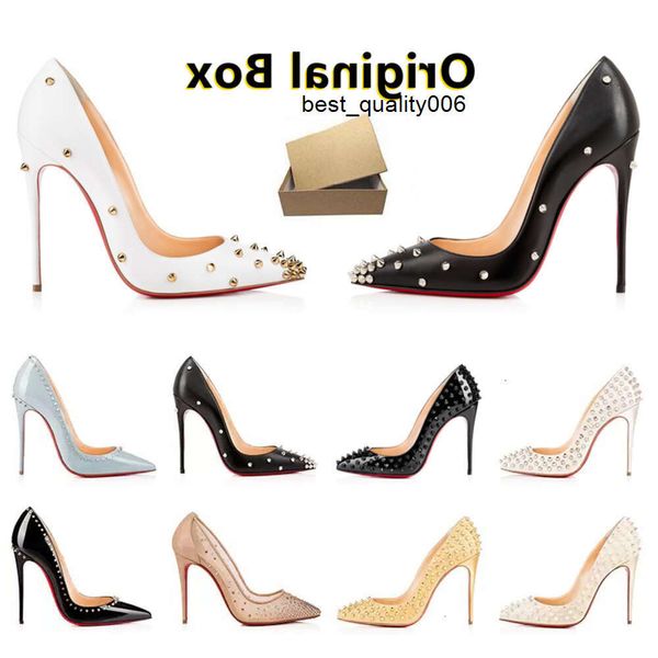 Sapatos de designer de vestido de salto alto tênis de luxo de luxo rebite triplo preto nude Loubotinlies christian christianlies christan christianses vermelhos