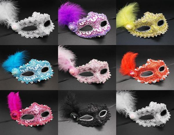 Máscaras oculares coloridas de penas de halloween garotas meninas princesas sexy máscara máscara de dança festas de aniversário de carnaval t9i0014086914708