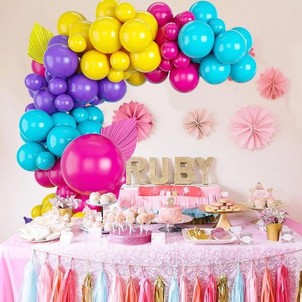 Decoração de festa Purple amarelo amarelo rosa azul balloon kit meninos garotas decorações de aniversário de basquete de casamento chá de bebê DIY 2024