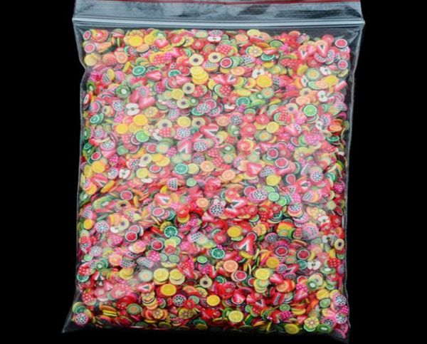 1000pcspack Nagelkunst 3D Fruchtfimo -Scheiben Polymer Ton Diy Scheibendekoration Nagelaufkleber gemischter Stype für Wahl 2312362