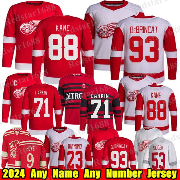 #88 Patrick Kane Detroit Hockey Trikot #71 Dylan Larkin Alex Debrincat Moritz Seider Gordie Howe Pavel Datsyuk Steve Yzerman Lucas Raymond Red Wings Trikots