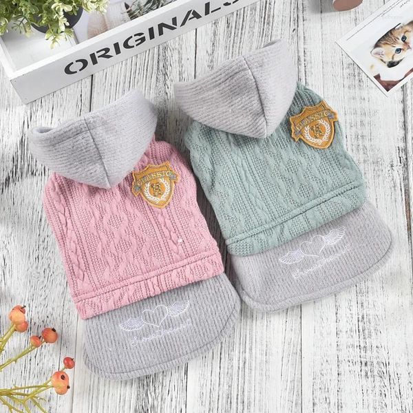 Hundekleidung Winterpullover Kleider mit Pelzfutter Haustier Hoodie Uniform Ärmel und Katze Kleidung für Chihuahua Yorkshire Mops