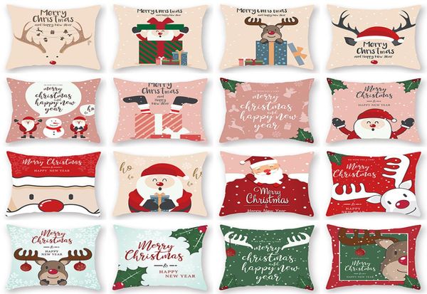 Cusca di Natale Babbo Natale Copri da cuscino da alci Cover Merry Christmas Decoration per ornamenti per Natale 32 Styles W009878762990