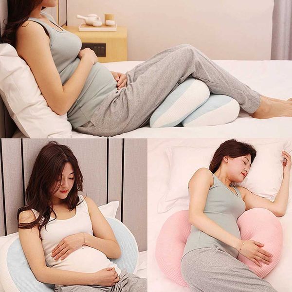 Mutterschaftskissen Baumwolle Schlaf Taille Unterstützung Kissen für Baby schwangere Frauen Mutterschaft Kissen Seitenschläfer Baby Schwangeres Pflegekissen T240509