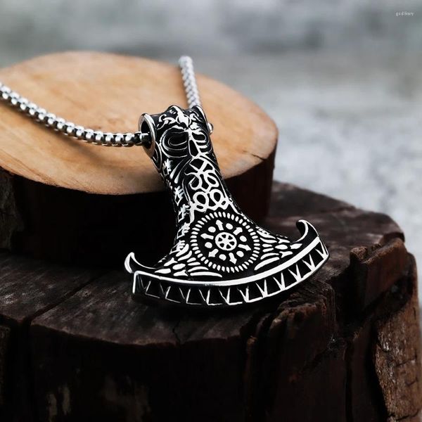 Colares pendentes de estilo europeu e americano Viking Odin Boat Anchor Personalidade de moda que domina jóias de aço de titânio masculinas