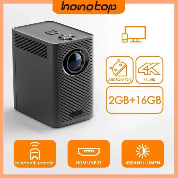 Projetores Hongtop S30Max Projector Mini Projetor portátil Smart com Wi -Fi e Bluetooth Pocket Outdoor Projector 4K HD 9500L Android 10 J240509