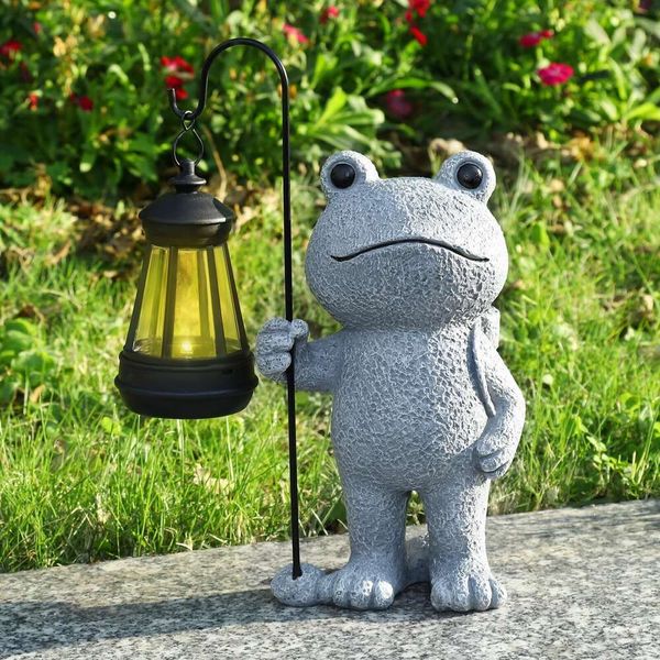 Statue Frog Decor outdoor, Solar Patio Sculptures Statues, Resin Garden Decor Regalo per donne, mamma, nonna