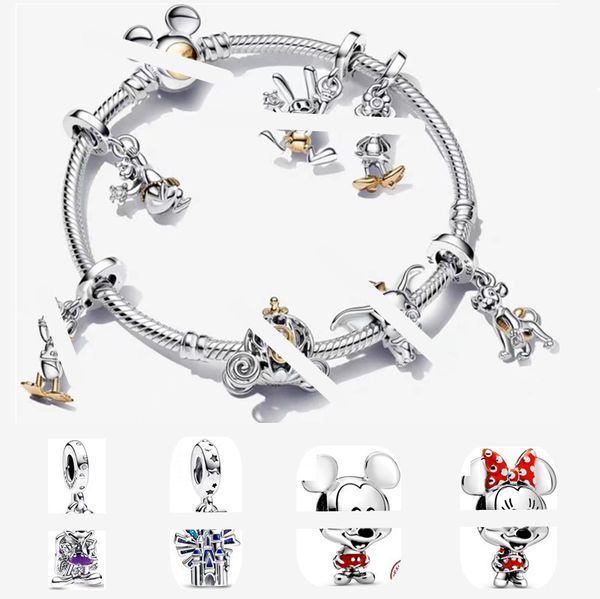 Anniversary Mickes Mouses Bracelets for Women Disnes Castle Duck Duck Duck Pig Pingente Pingente Diy Fit Pandoras Designer Bracelet Colar