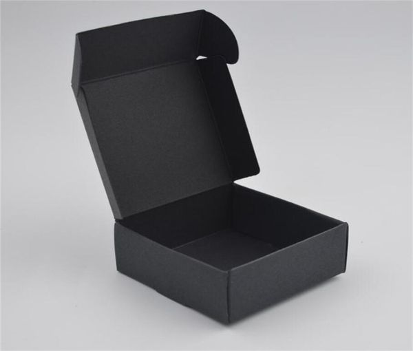 50 pezzi Black Craft Kraft Paper Box Black Packaging Fette Wedding Party Small Gift Candy Jewelry ES per Box di sapone fatto a mano 2108051645329