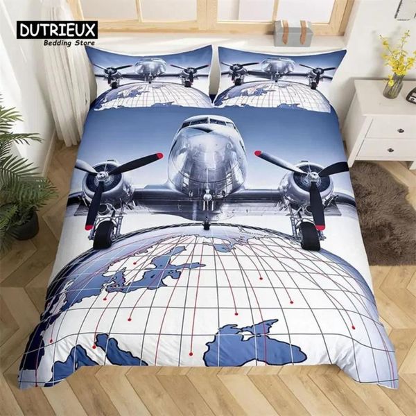 Bedding Sets 3D Airplane Duvet Capa King Aircraft Transporte Conjunto