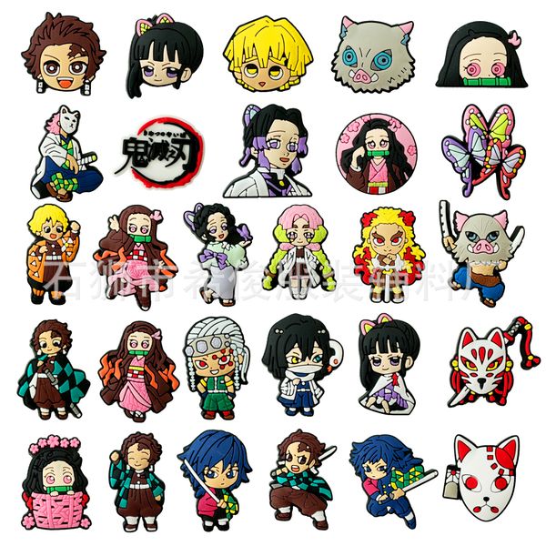 27Colors japanische Mädchen Jungen Anime Charms Großhandel Kindererinnerungen Spiel Spielen Gift Cartoon Charms Shoe Accessoires PVC Dekoration Schnalle Weiche Gummi Clog Clog