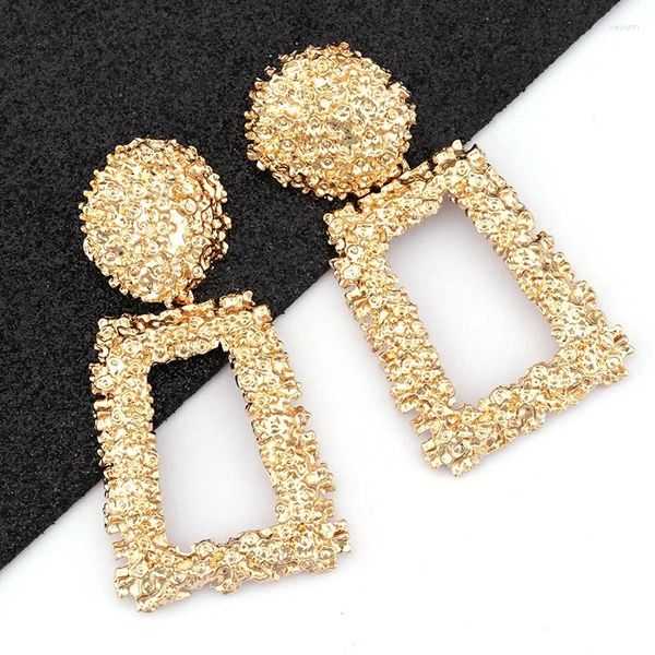 Orecchini doganici Aensoa Vintage Big Metal Drop Earrings for Women Geometric Wedding Party Gioielli Oro Colore Gold Dichiarazione grande Dichiarazione