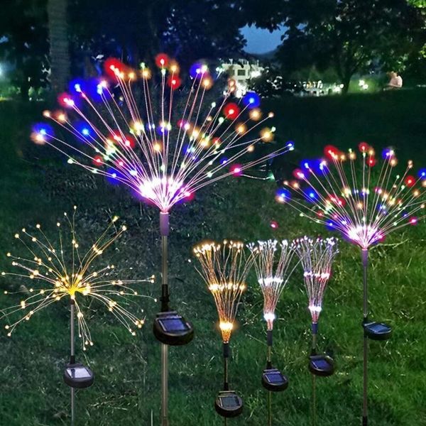 Luci di fuochi d'artificio solari lampade per fuochi d'artificio a led impermeabili per esterni per un fiore di un fiore dell'albero della casa a forno