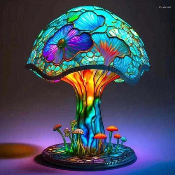 Lampade da tavolo Night Light Light Stated Resin Plant Series Flower Scalat Octopus Creative Colorful Camera da letto Colorato