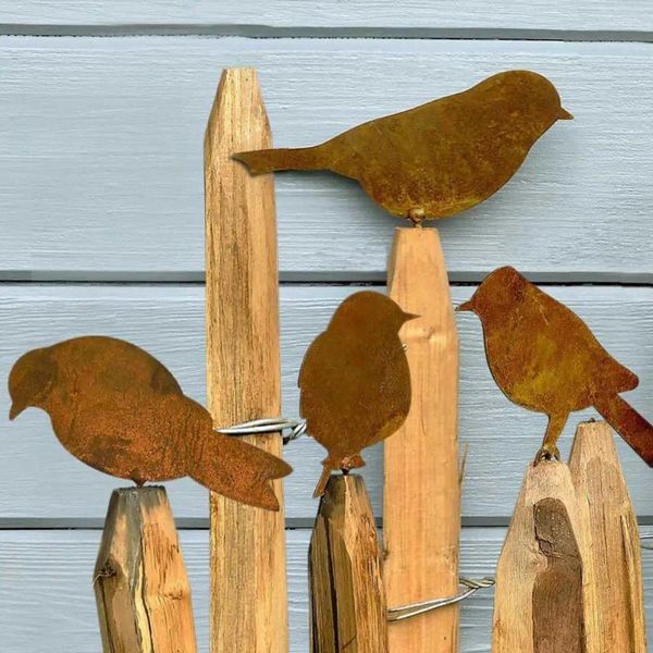 Gartendekorationen Metall Dekor wetterfeste Outdoor süße Küken Enten Eichhörnchen Vogel Silhouette Dekoration Set für