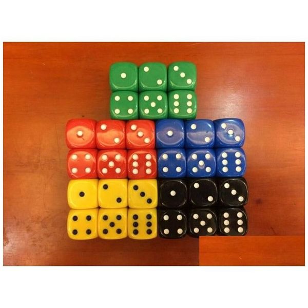 Gambing Gambing D6 12mm Dados de canto arredondados MTI Dices decorativos coloridos Acessórios divertidos jogos mini -bebidas jogos cubo boson brinquedo bom r98 dhyke