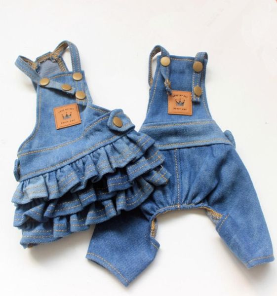 Sommerhundekleidung Denim Jeans Hundekleid Jacke Mantel Jacke Junge Mädchen Hundekleidung Paar Haustier Outfit Welpe Kostüme Overalls 220412113099