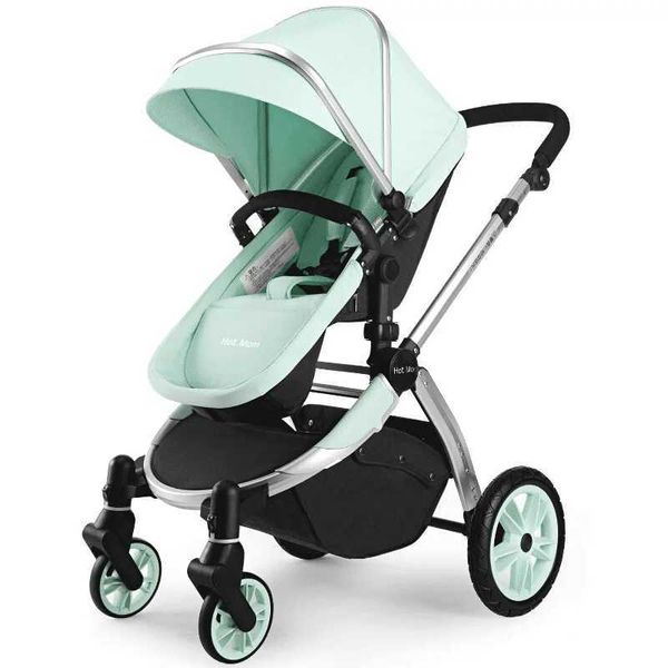 Carrinhos de carrinhos# novo luxuoso PU Leather Baby Strollerhigh Stroller carrinho de bebê High Paisaging Infantil CarriageGgshell Baby Strollerfolding Pram T240509