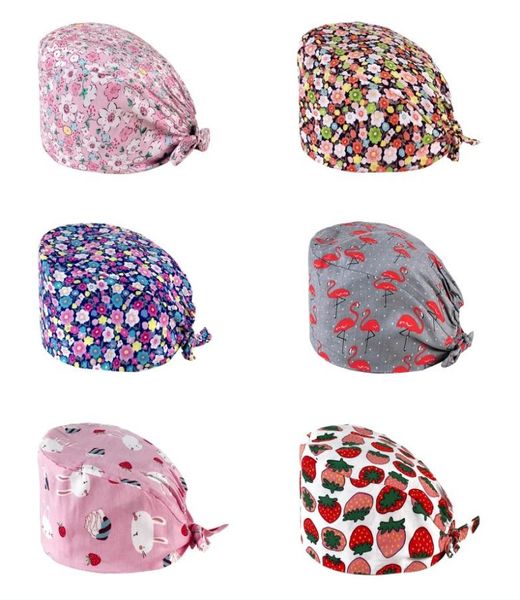 Cappelli da scrub di cotone Stampato Banda per bandiera regolabile Capite di funzionamento a cappello da lavoro lavabile Bonnet per donne per donne 9 Stili Kimterc102F2092522