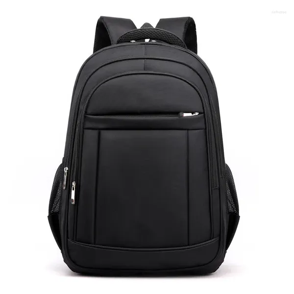 Mochila 2024 Mochilas de laptop de grande capacidade Oxford Black Solid High School Bags Teen College Boy Student Mochilas