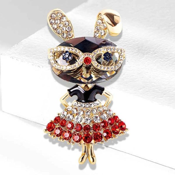 Broches de cartoon da moda copos para mulheres de luxo de luxo embutido Rhinestone Metal Animal Brooch Gifts Gifts