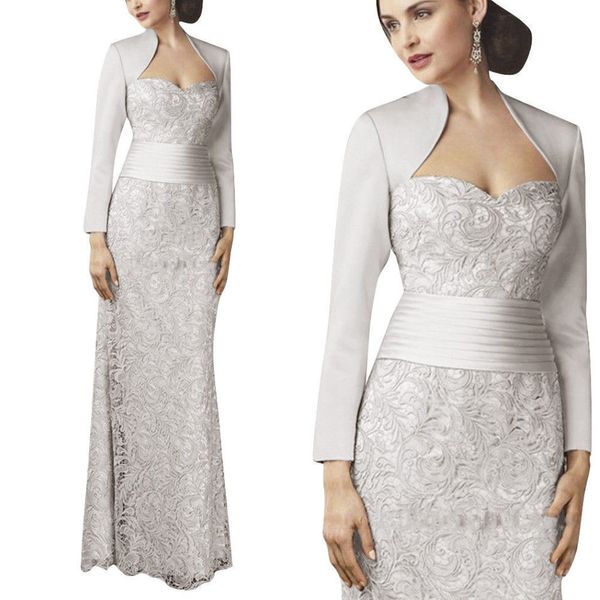 Yeni Dantel Gümüş Gelin Elbiselerinin Anne Ceket Düğün Partisi Resmi Akşam Elbiseleri Dantel Aziz Anneler Damat Elbisesi 3085