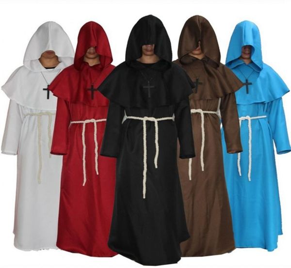 Halloween erwachsene Männer mittelalterliche Mönche Zauberer Cosplay Halloween Kostüme für Männer Erwachsener religiöser Pate Partei Zauberer Kapuze -Robe RR6894582